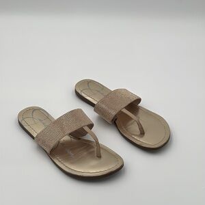 Jessica Simpson Gold Sparkle Thong Flat Sandals Women’s Size 9B